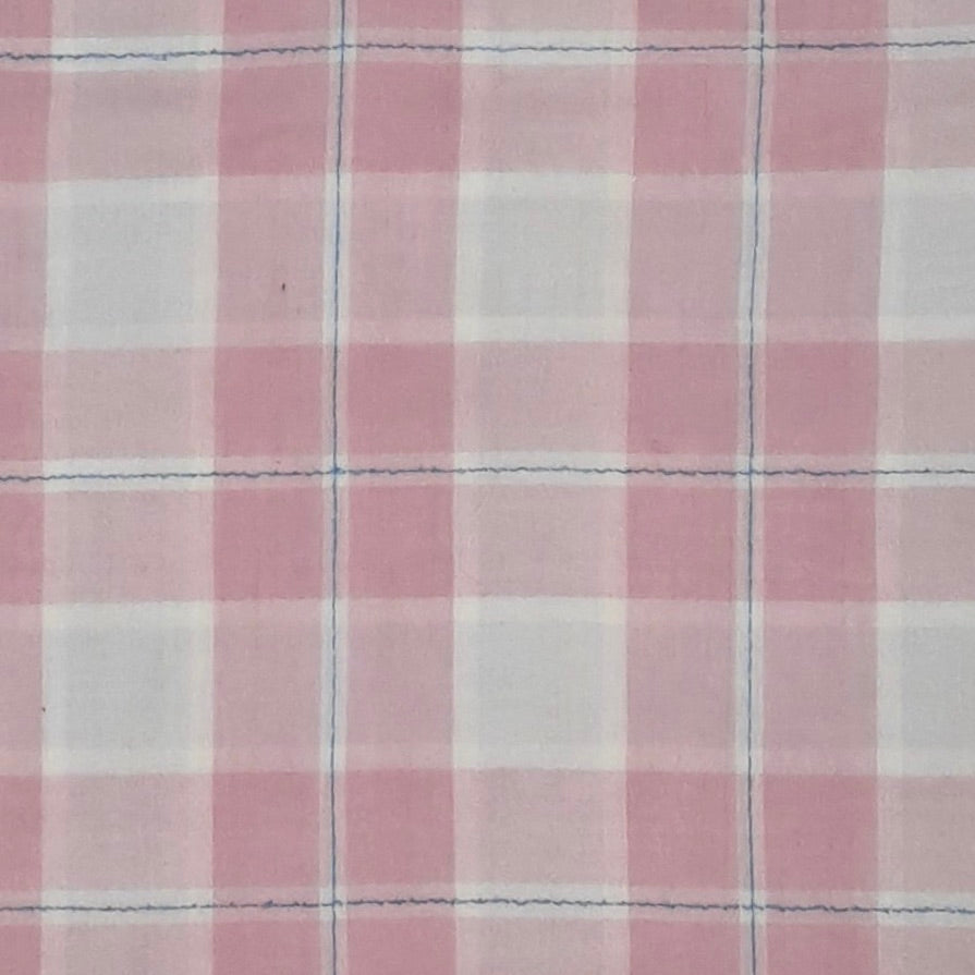 Light Blue, Pink and White Plaid Fabric