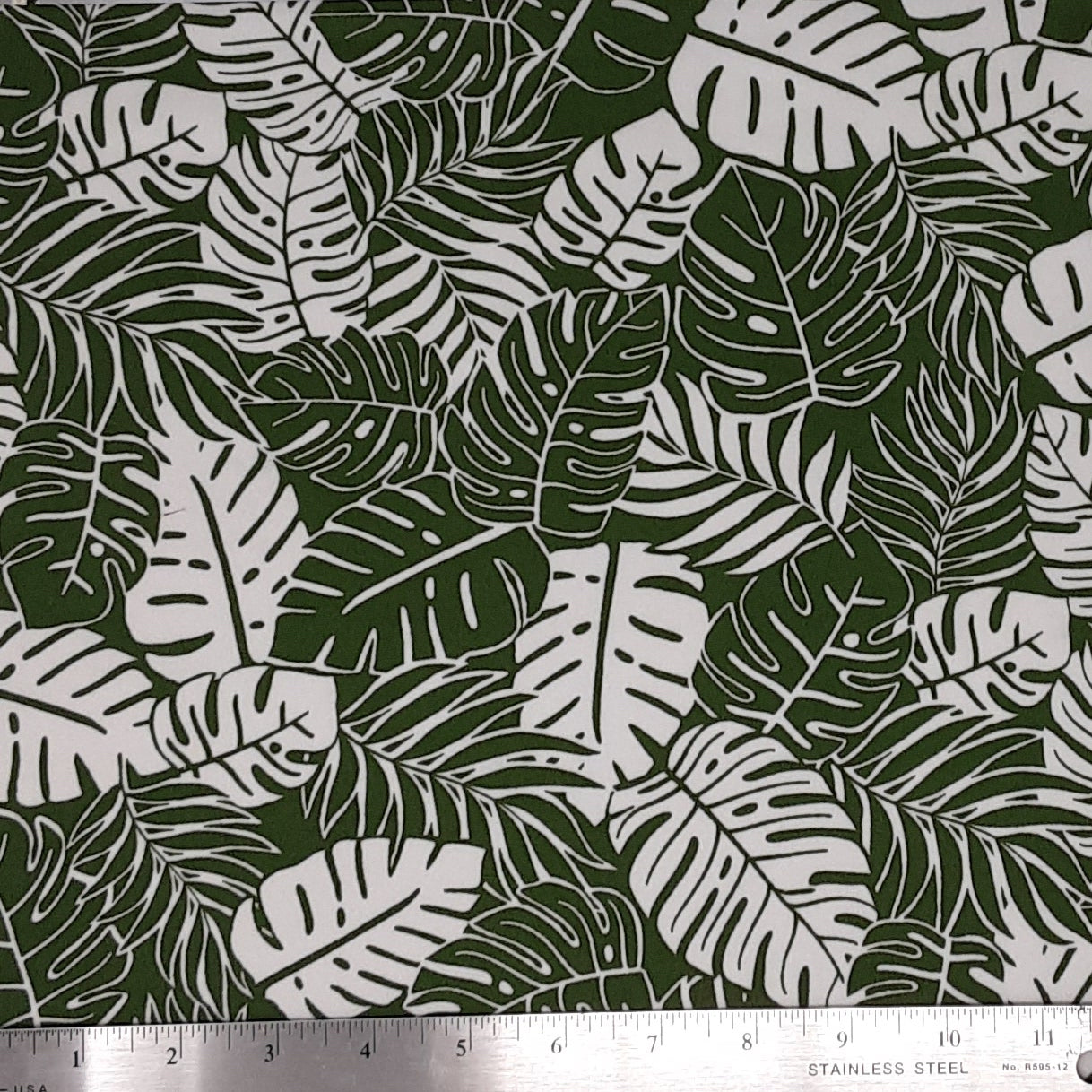 GREEN/WHITE D-3380 DTY BRUSHED PRINT TROPICAL