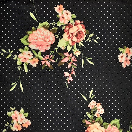 Polka Dot Floral Black/Pink/Green DTY Brushed