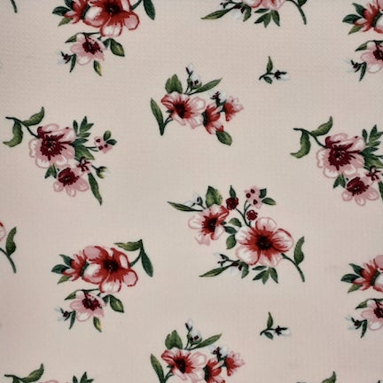 Mini Floral Ivory/Pink Bubble Bullet Fabric