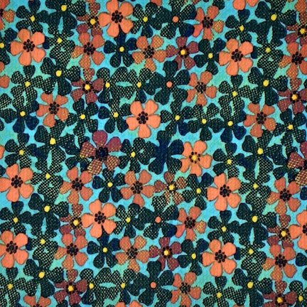 Multi Floral Teal/Rust/orange Bubble Bullet Fabric