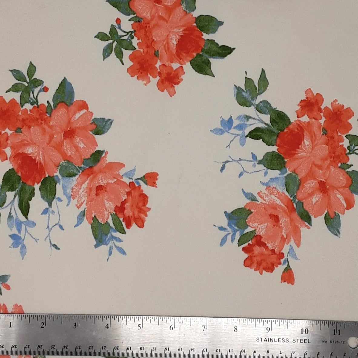 IVORY/CORAL 90001- DTY Brushed Floral