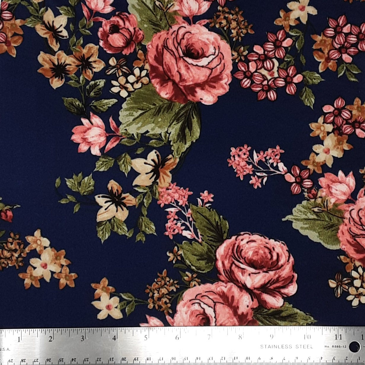 NAVY KNT2100-SE60517 DTY BRUSHED FLORAL PRINT