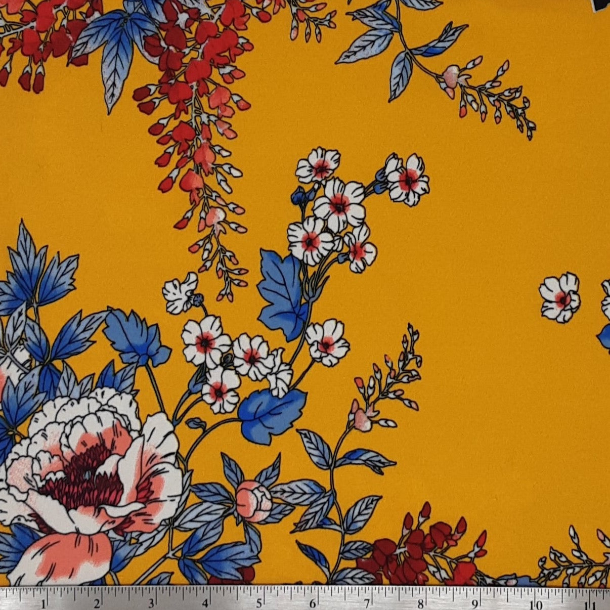 MUSTARD/BLUE 303-GW171017 DTY BRUSHED FLORAL