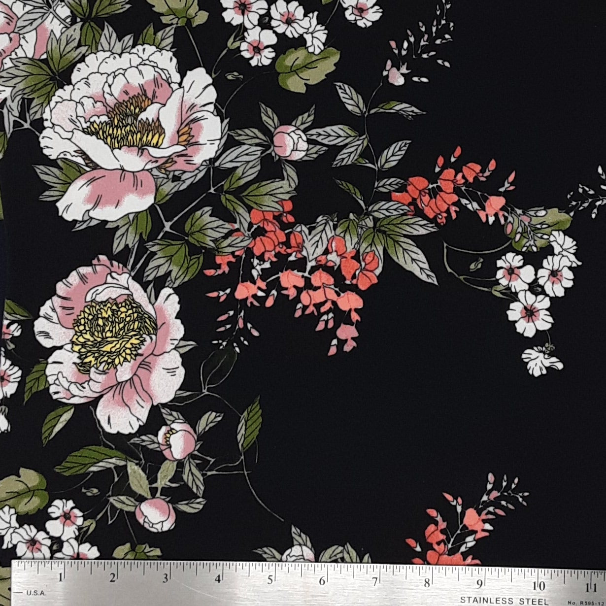 BLACK/PINK 303-GW171017 DTY BRUSHED FLORAL