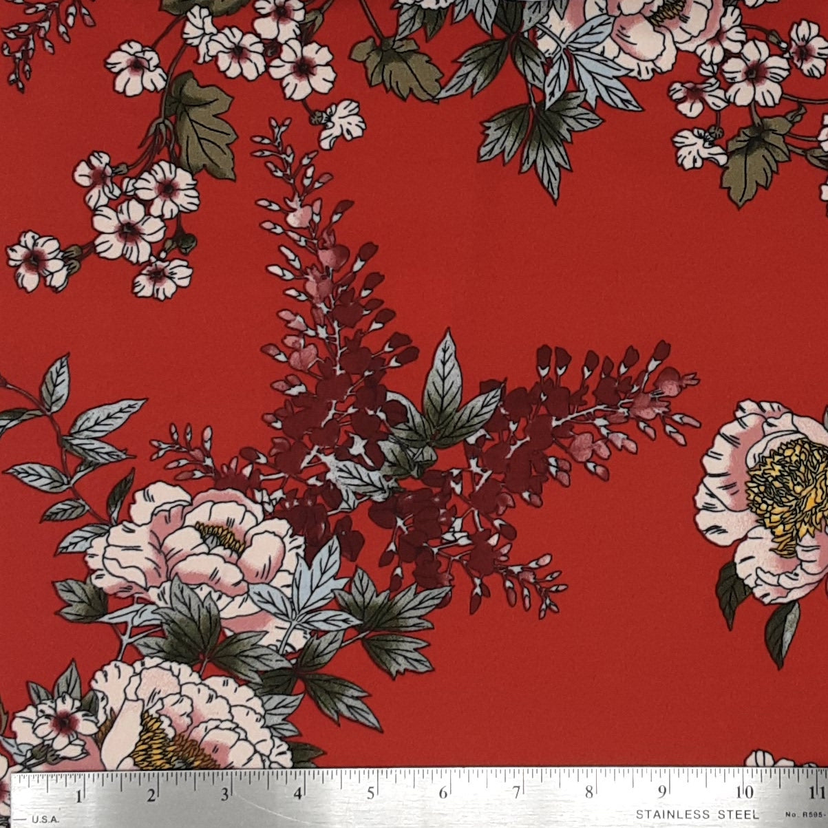 RED/OLIVE 303-GW171017 DTY BRUSHED FLORAL