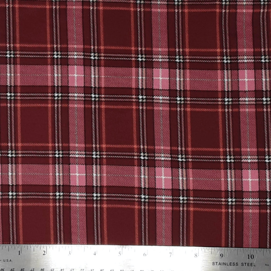 BURGUNDY KNT2100-Q10303 DTY BRUSHED CHECKERED DTY Brushed Fabric