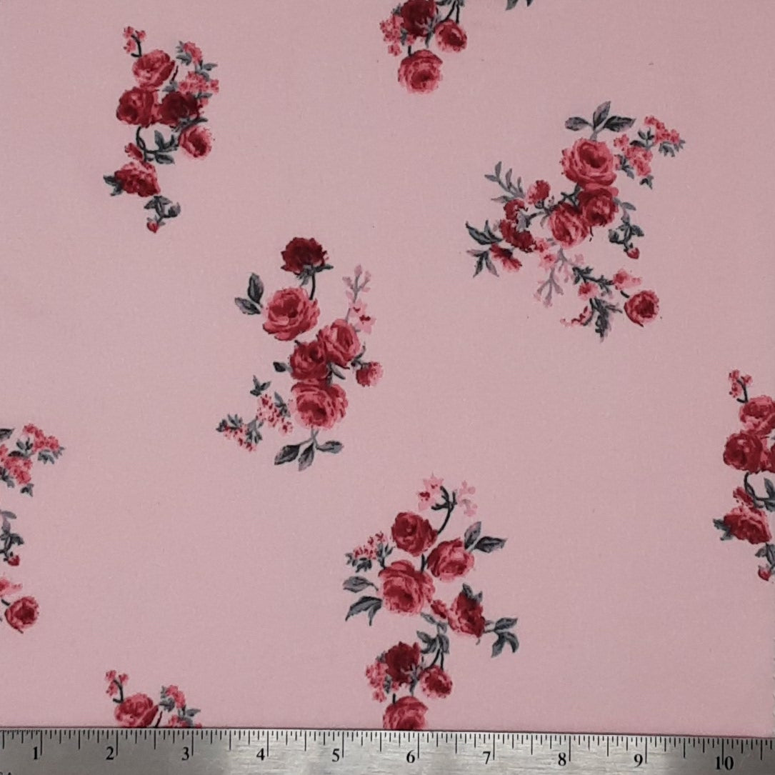 PINK KNT2100-Q10214 DTY BRUSHED FLORAL DITSY PRINT