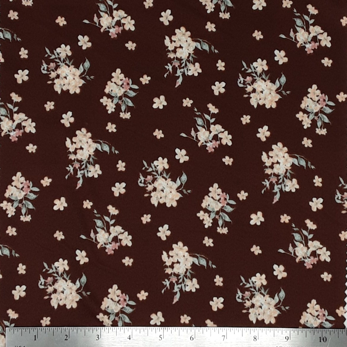 BROWN KNT2100-Q90920 DTY BRUSHED DITSY FLORAL PRINT