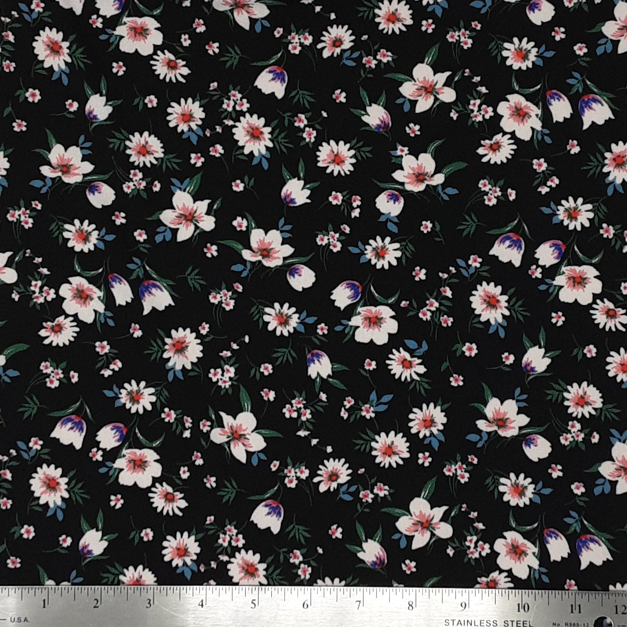 BLACK/WHITE PO#38185 DTY BRUSHED FLORAL PRINT