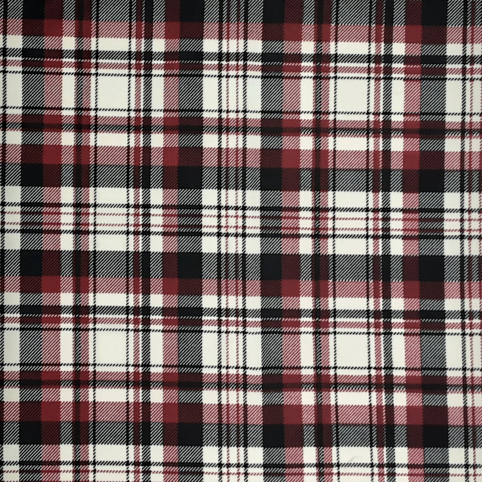 Multi-Color Plaid Black/White/Burgundy DTY Fabric