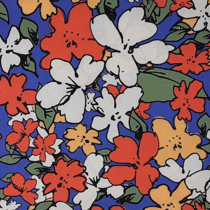 Mega Magnolia A1 Neon Orange/ Olive/ Blue DTY Fabric