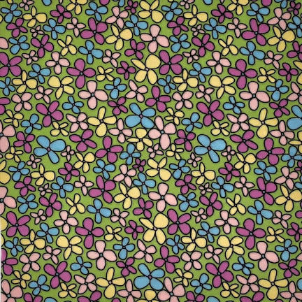 Wild Flowers 2 Pink/Yellow/Green DTY fabric