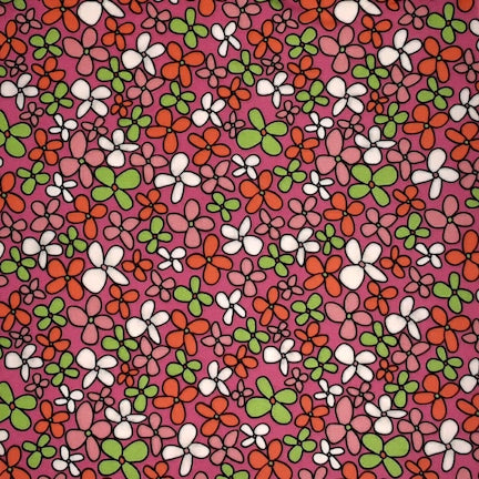 Wild Flowers 3 Pink/Orange/Green DTY fabric