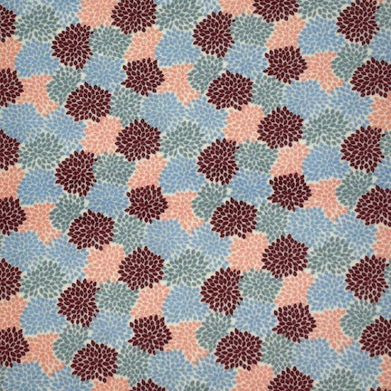 Dahlia Wine/Coral/Blue DTY fabric