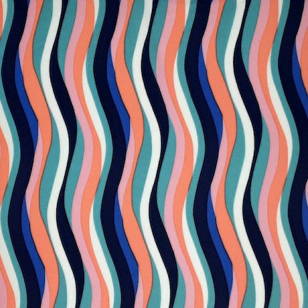 Retro Wave Blue/Orange/White DTY fabric