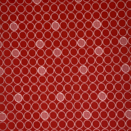 Simple Circles Red/White DTY fabric