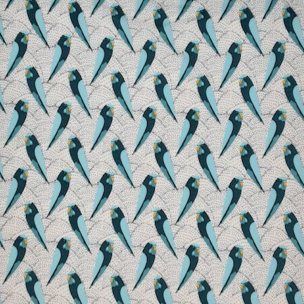 Birds Ivory/Aqua DTY Fabric