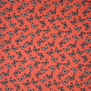 Butterfly Garden Coral/White/Black DTY Fabric