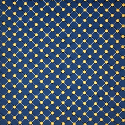 Blue Gold Cross Dots Blue/Gold DTY Fabric