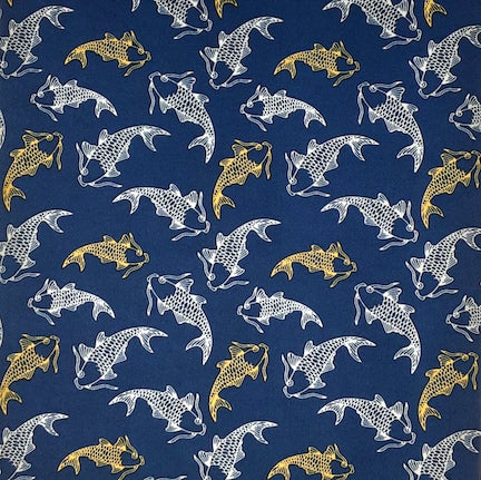 Koi Fish Blue/Ivory/Yellow DTY Fabric