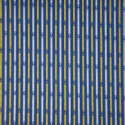 On Point Pencils Blue/white/Yellow DTY Fabric