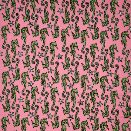 SeaHorse & Starfish Pink/Green/Yellow DTY Fabric