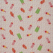 Multi Ice Cream White/Pink/Red DTY Fabric