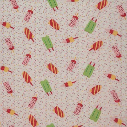 Multi Ice Cream White/Pink/Red DTY Fabric