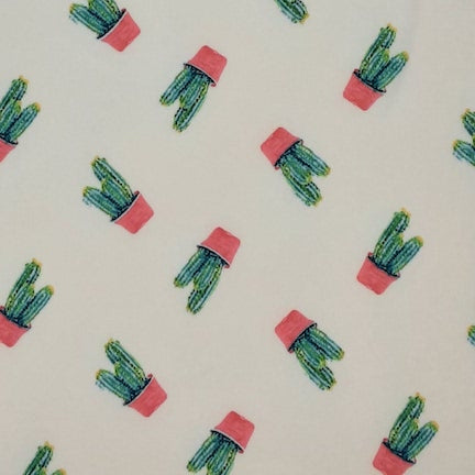 Cactus & Cactus Green/White/Pink DTY Fabric