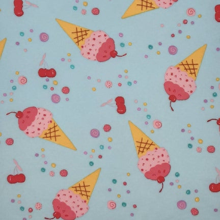 Sweet Ice Cream Aqua/Rose/Yellow DTY Fabric