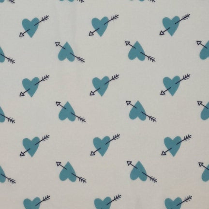 Hearts & Arrows White/Teal/Purple DTY Fabric