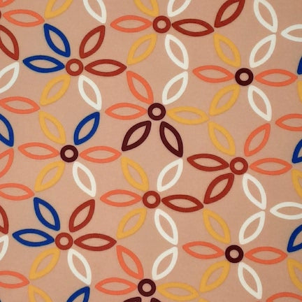 Peachy Floral White/Peach/Blue DTY Fabric