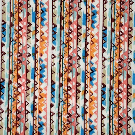 Tribal Stripes Burgundy/Orange/Blue DTY Fabric