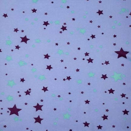 Multi Stars Burgundy/Orange/Blue DTY Fabric