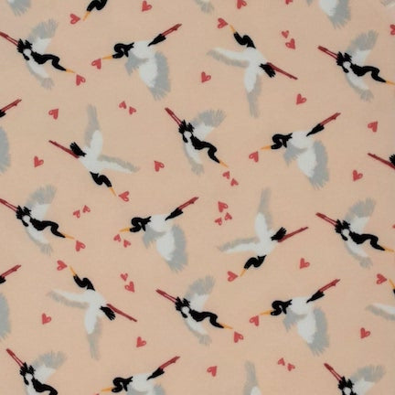 Birds & Hearts Burgundy/Blush/White DTY Fabric