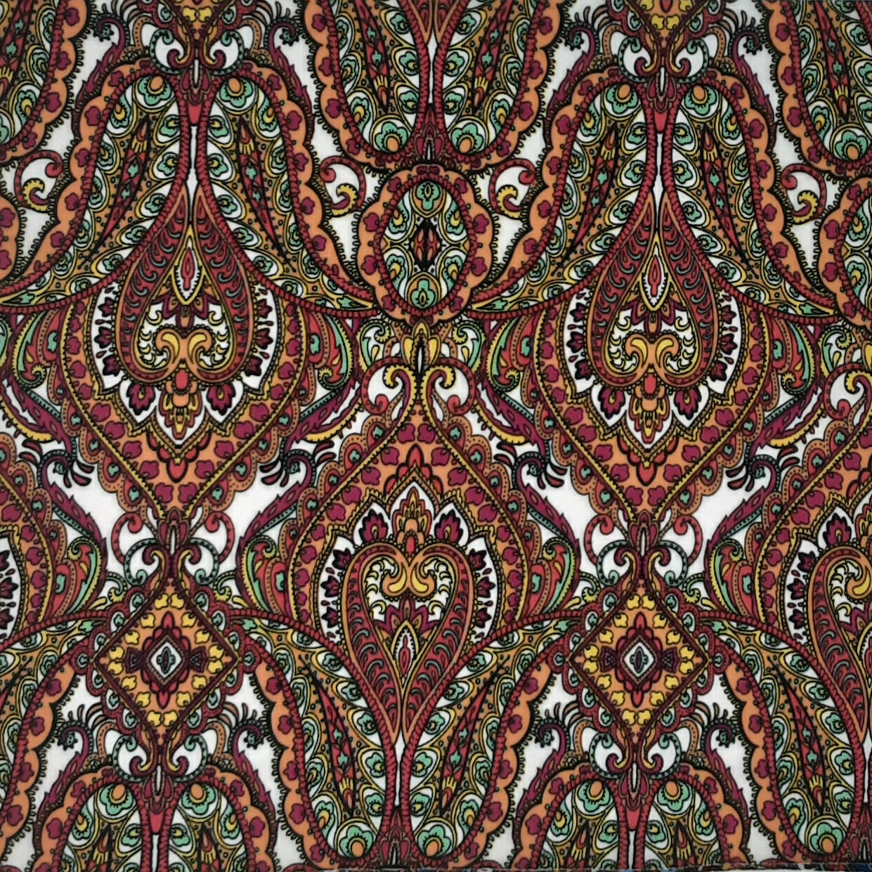 CARMINE/ORANGE/MINT- 5923-ODISHA DTY PRINT DTY Fabric