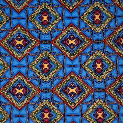 Slow Mofie Art Blue/Red/Yellow DTY Fabric