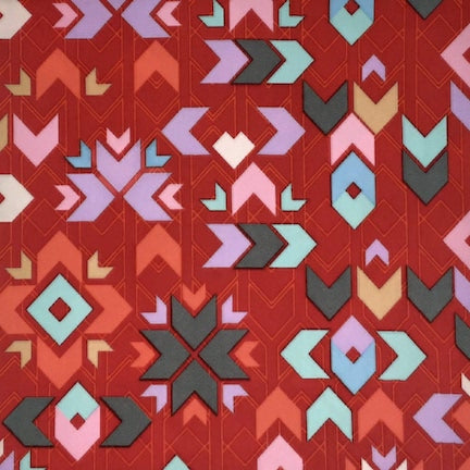 Aztec Impact A3 Red/Aqua/Pink DTY Fabric