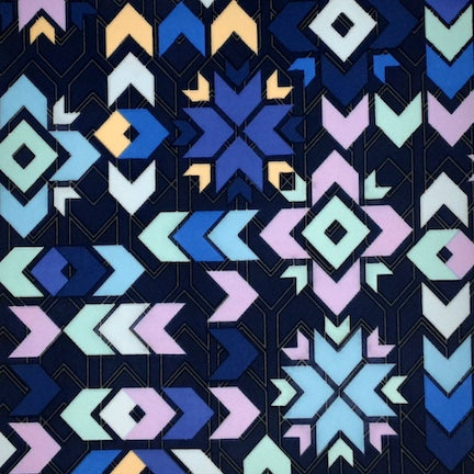 Aztec Impact A4 Lilac/Aqua/Navy DTY Fabric