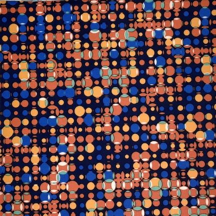 Geo Circles Orange/Navy/Blue DTY Fabric