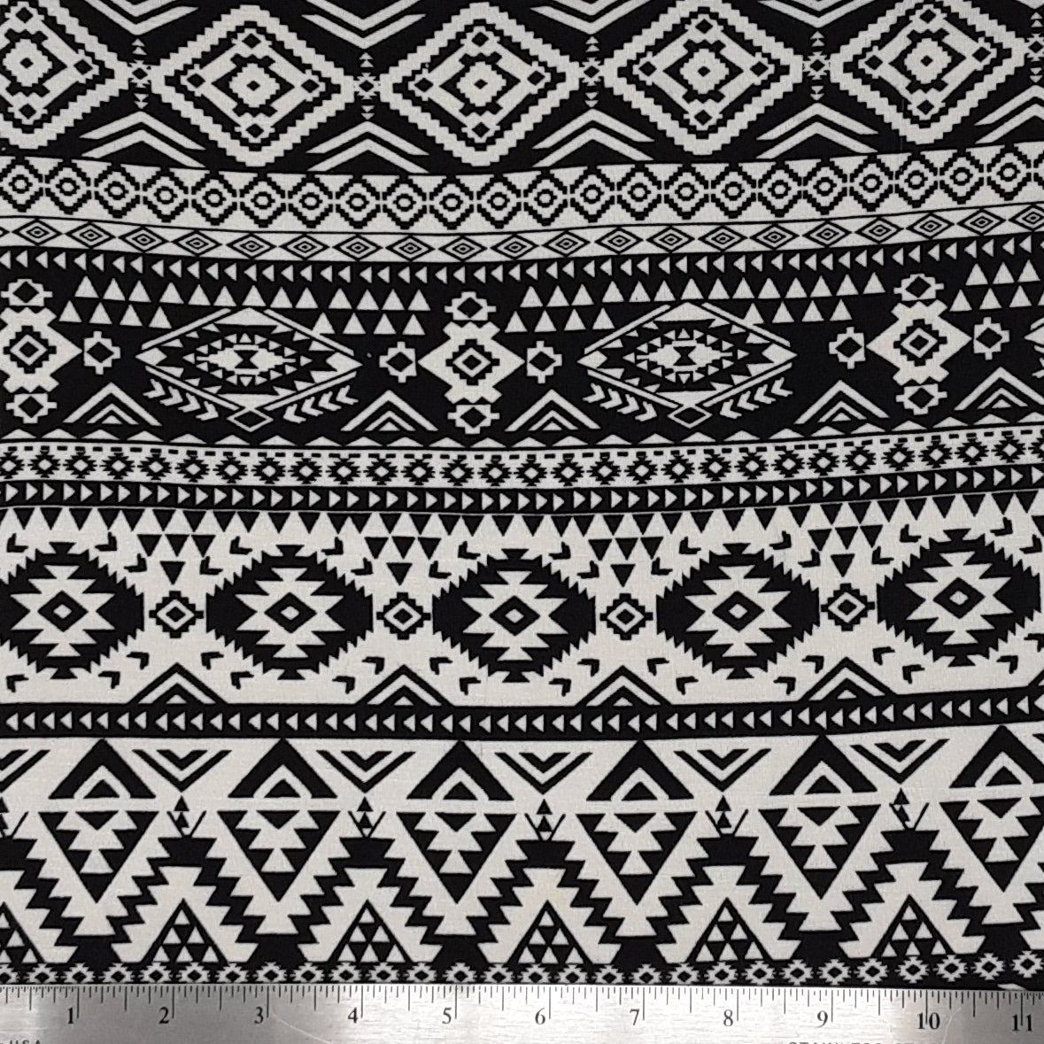 BLACK/WHITE RSHP-40036 RAYON SPANDEX PRINT TRIBAL JERSEY