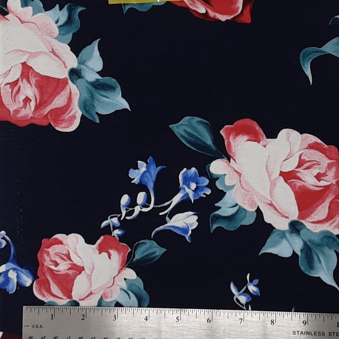 NAVY/ROSE RSHP 8009 RAYON SPANDEX FLOWER PRINT JERSEY