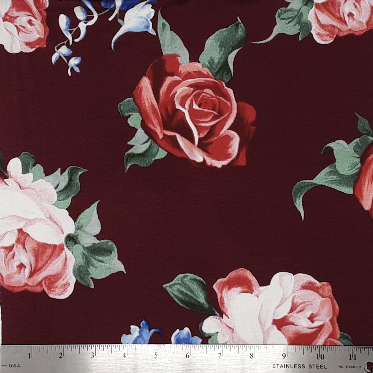 WINE/ROSE RSHP 8009 RAYON SPANDEX FLOWER PRINT JERSEY