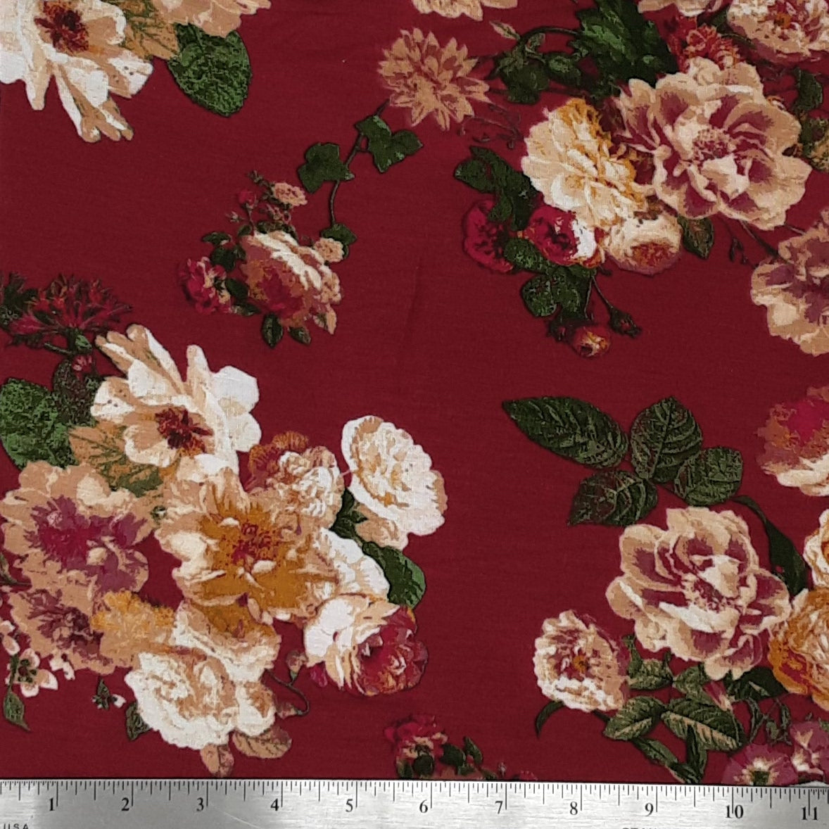 BURGUNDY 307-GW170137 RAYON SPANDEX PRINT JERSEY