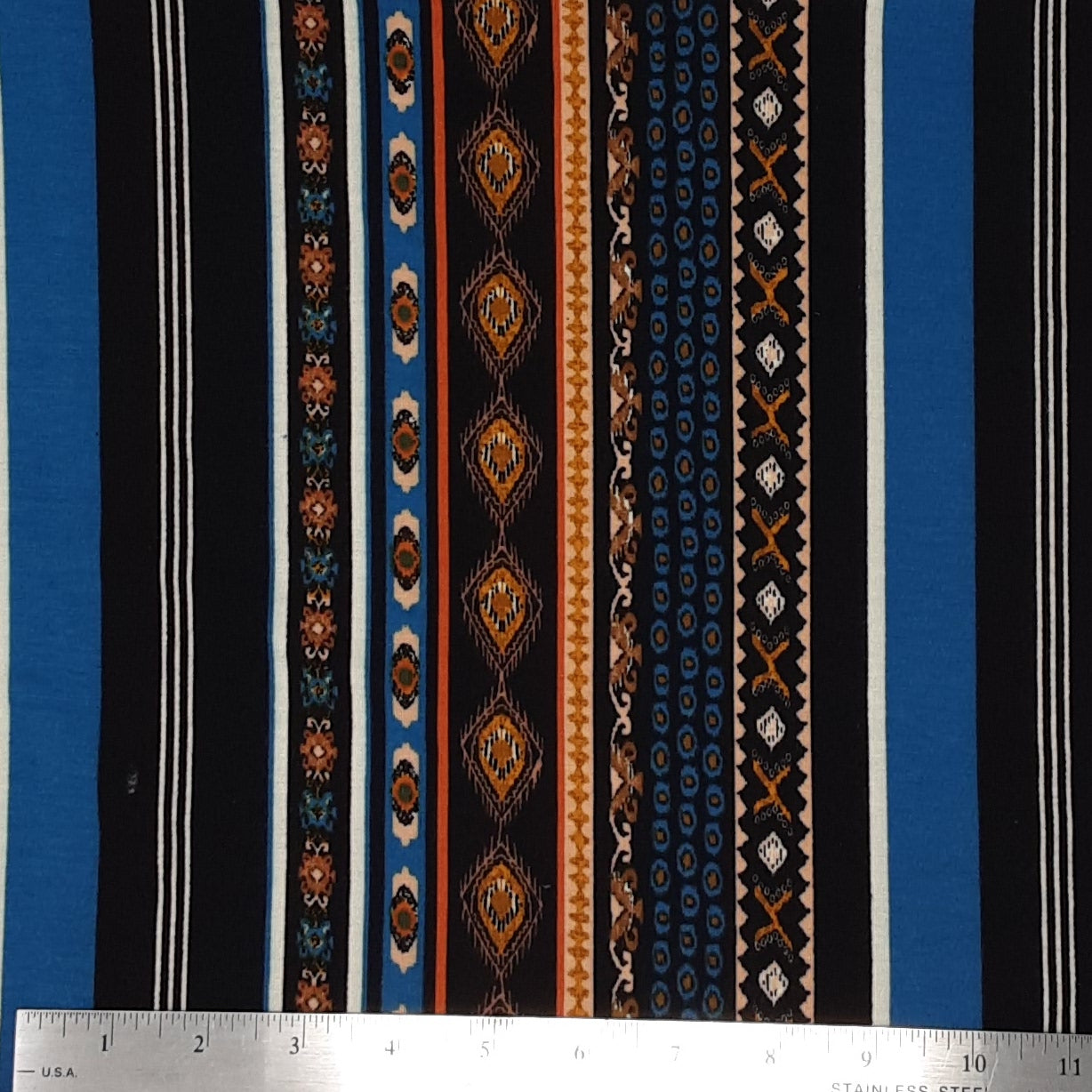 BLUE / BLACK 307-GW180447C RAYON SPANDEX PRINT JERSEY