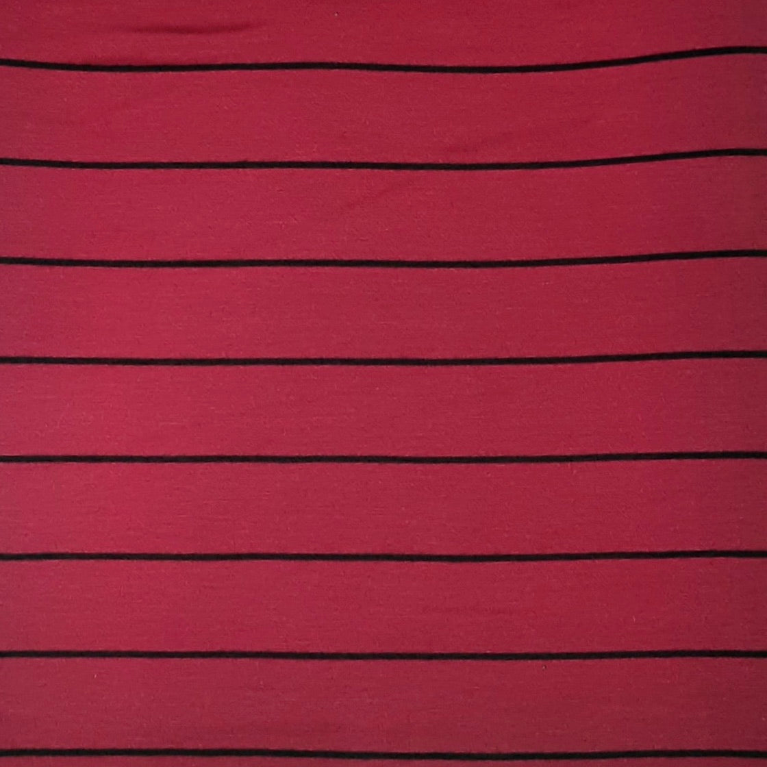 Wine/Black Stripes Jersey Rayon Spandex