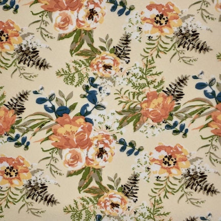 Rustic Garden Nude/Teal/Orange Liverpool Fabric