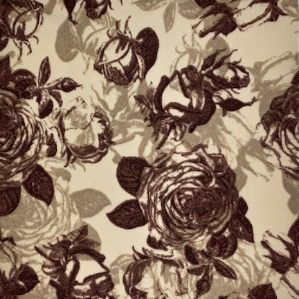 Sepia Roses Beige/Brown/Khaki Liverpool Fabric