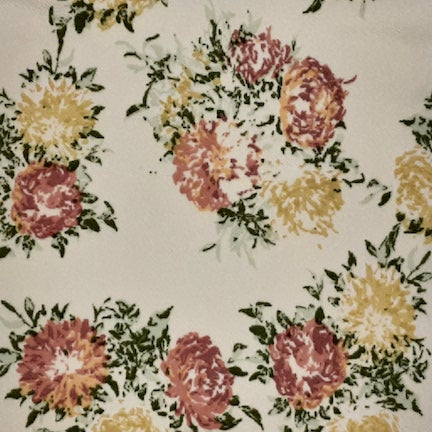 Faded Flowers Beige/Olive/Burgundy Liverpool Fabric